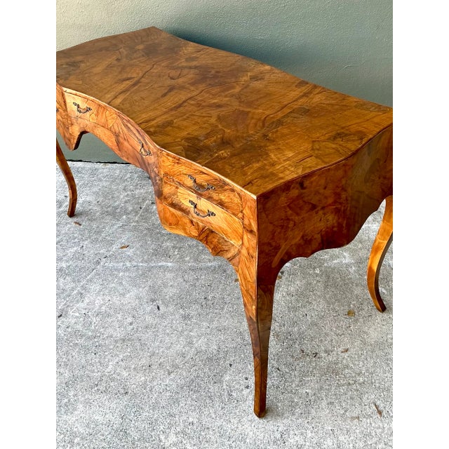 Late 20th Century Vintage Italian Burl Wood Writing Desk For Sale - Image 5 of 12