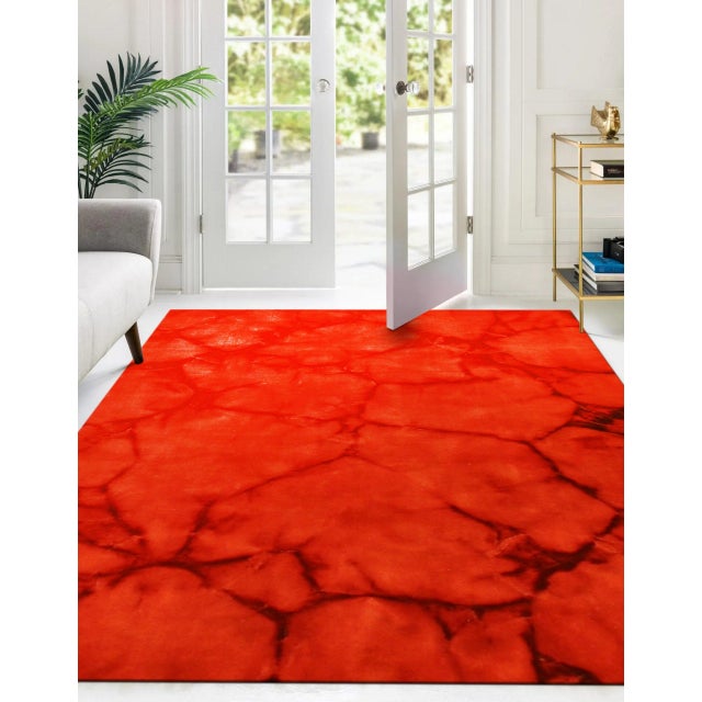 Contemporary 3x5 Freya Charming Red Abstract Geometric Contemporary Hand Knotted Wool Rug For Sale - Image 3 of 4
