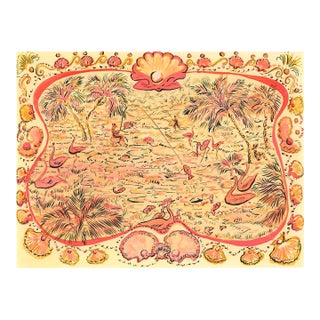 Pink Shell Lagoon Original Watercolor by Pauline De Roussy De Sales For Sale