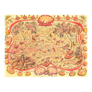 Pink Shell Lagoon Original Watercolor by Pauline De Roussy De Sales