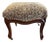 Vintage Tapestry Footstool Ottoman With Cabriole Legs & Brass Casters For Sale