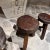 Brown 1950s Four Carved Wood Stools Style of Pierre Jeanneret For Sale - Image 8 of 10