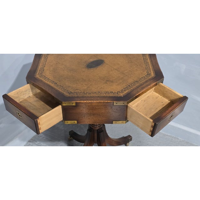 Vintage Campaign Drum Table, 1930 For Sale - Image 6 of 13