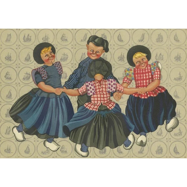 Paper Joyful Children's Round Dance in Spakenburg Costume, 1932, Paper For Sale - Image 7 of 10