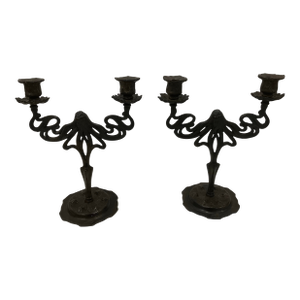 Pair of 1970s Fitz & Floyd Art Nouveau Style Candelabras