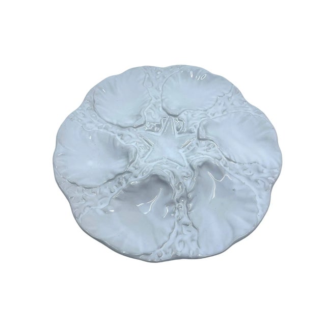 Ceramic Vintage White Star Centered Oyster Plate Made in Portugal For Sale - Image 7 of 7