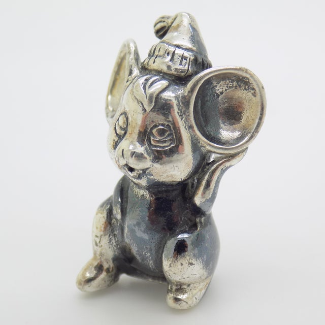 Vintage Italian Sterling Silver 925 Cartoon Mouse with Hat Figurine, Arezzo, 1980s For Sale - Image 4 of 10