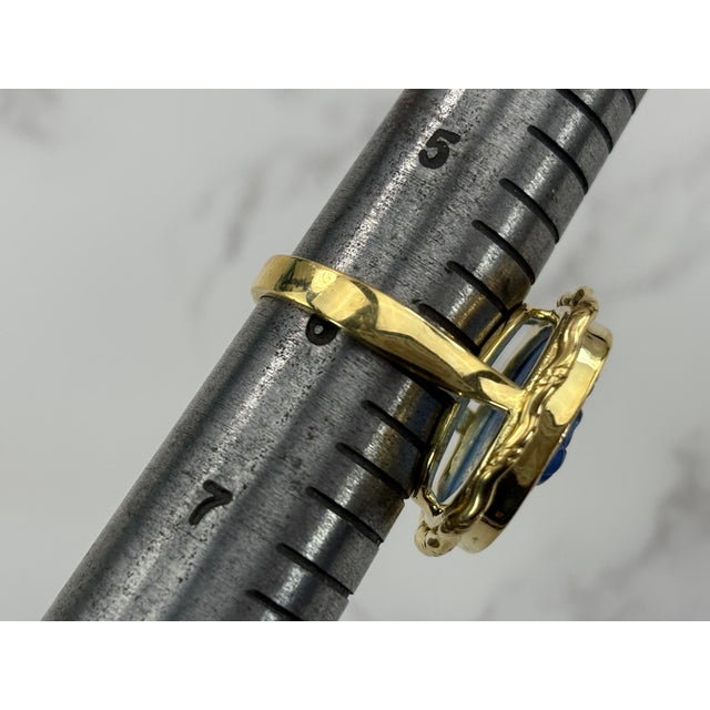 Blue Tagliamonte Venetian Glass Intaglio Ring – 925 Sterling With 18k Gold Plating, Size 6 For Sale - Image 8 of 10