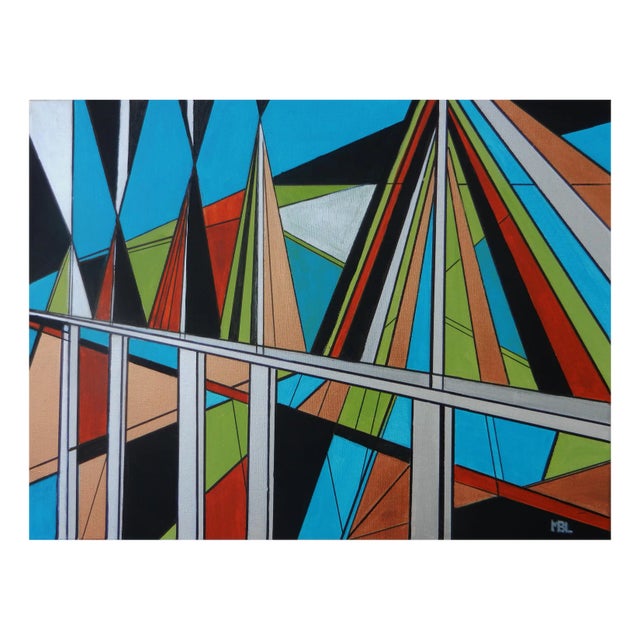 Brigitte Mathé, Millau Fantaisie, 2019, Acrylic & Ink on Canvas For Sale