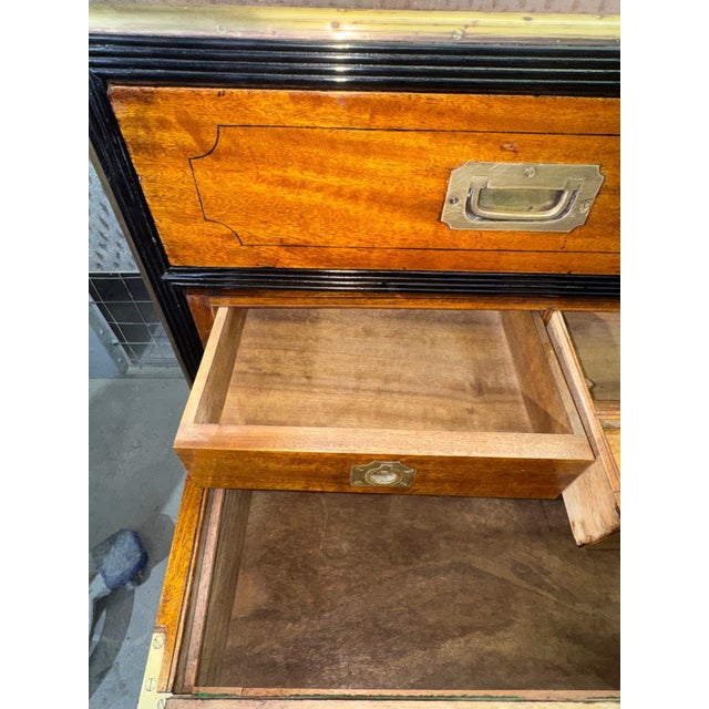 19th Century English Victorian Campaign Secretaire Chest, Circa 1860 For Sale - Image 5 of 18