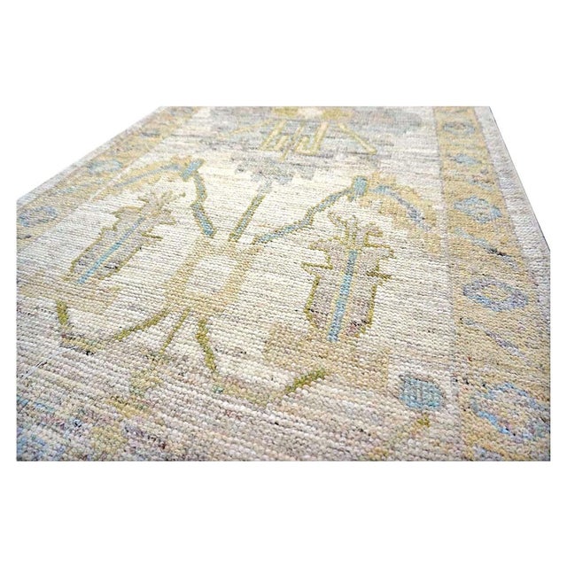 21st Century Turkish Oushak Wool 3x19 Yellow, Ivory & Charcoal Handmade Runner Rug #1144143 For Sale In Houston - Image 6 of 8