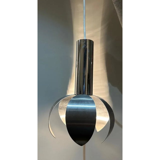 Mid-Century Modern Chrome and Brushed Steel Suspension, 1970s For Sale - Image 3 of 10