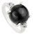 Vintage Black Star & Zircon Ring in White Gold Setting, Size 8.5 For Sale