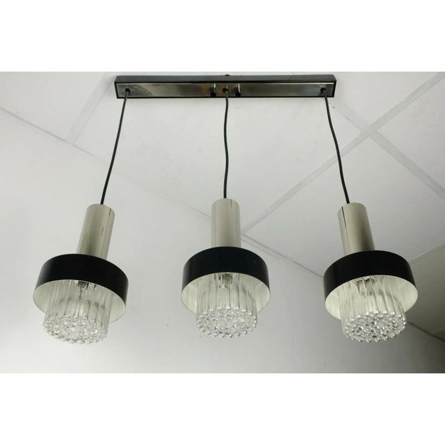 Mid-Century Modern Black Bubble Glass Chrome Metal Pendant Lamp, 1960s For Sale - Image 11 of 11