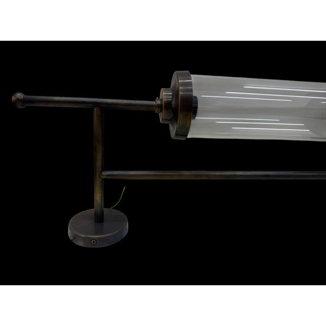 Handmade Brass Double Light Glass Tube Wall Sconce For Sale - Image 9 of 17