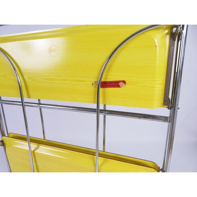 Vintage Yellow Foldable Bar Cart in Chrome Metal, 1960s For Sale - Image 9 of 10