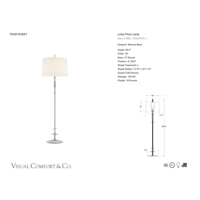 Barbara Barry by Visual Comfort Signature Lotus Floor Lamp in Plaster White with Linen Shade Designer: Barbara Barry...