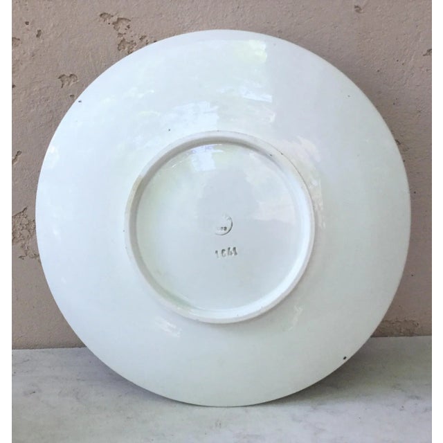 19th Century French Majolica Bird & Flowers Platter For Sale In Austin - Image 6 of 7