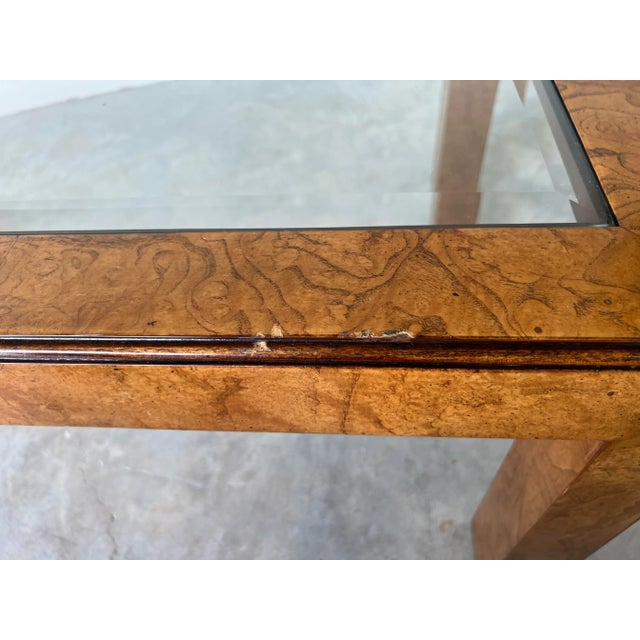 Brown Vintage John Widdicomb Burl Wood Glass Top Cocktail Table For Sale - Image 8 of 12
