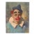 1960s Signed Original Oil Painting of a Somber Circus Clown in Blue For Sale