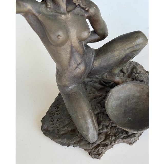 Metal Signed Issa K. Diop 1977 Nude African Woman Bronze Sculpture For Sale - Image 7 of 18