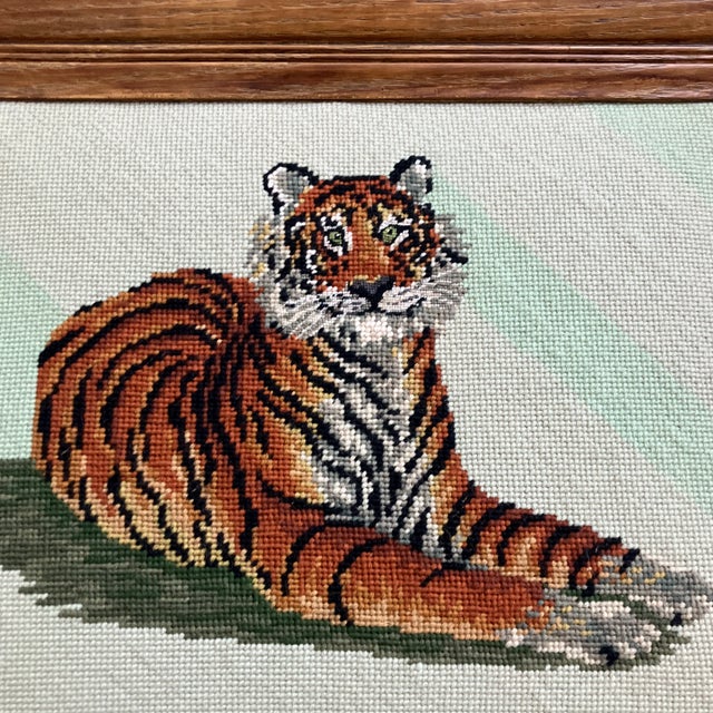 Original hand done needlepoint picture 12 x 16 overall size with original frame is 16 x 20