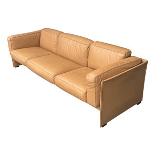 Duc Camel Leather Three-Seater Sofa by Mario Bellini for Cassina, 1990s For Sale