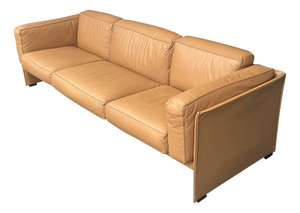 Duc Camel Leather Three-Seater Sofa by Mario Bellini for Cassina, 1990s
