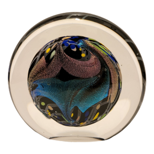1990s Dichroic Glass Paperweight Sculpture by Rollin Karg