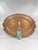 Hollywood Regency Vintage Italian Hollywood Regency Oval Statement Size Brass Tray With Faux Boar Tusk Handles and Cross Strap Trim For Sale - Image 3 of 16
