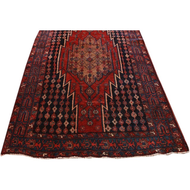 1960s Vintage Persian Bidjar Handmade Red Medallion Wool Rug For Sale - Image 5 of 6