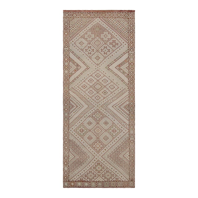 Beige Vintage Zayane Moroccan Kilim Rug With Geometric Pattern, From Rug & Kilim For Sale