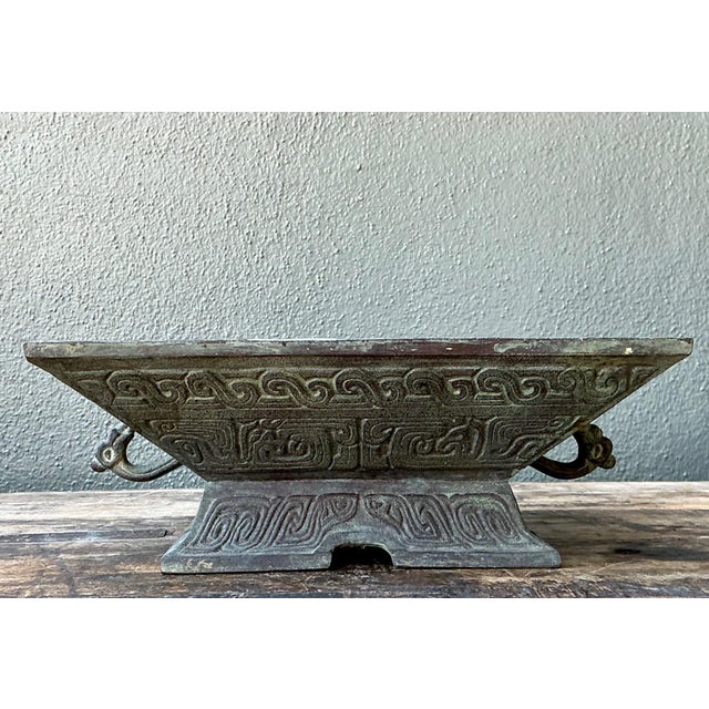 Vintage Etched Bronze Decorative Bowl For Sale - Image 14 of 18