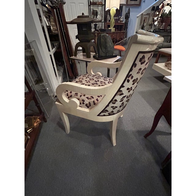 Tessellated Bone Armchair Reupholstered in Cheetah Print Scalamandre Fabric For Sale - Image 11 of 15