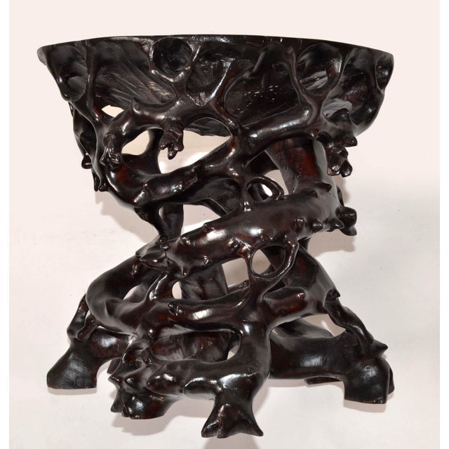 1969 Vintage Organic Modern Driftwood Root Branch Low Drink Table Bonsai Stand For Sale - Image 4 of 12