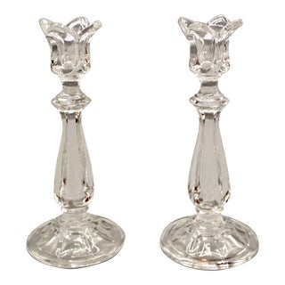 Vintage Cut Crystal Candlesticks, a Pair For Sale