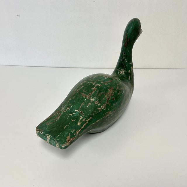 Emerald 1970s Vintage Farmhouse Arts & Crafts Hand Carved Wood Duck Sculpture. For Sale - Image 8 of 15