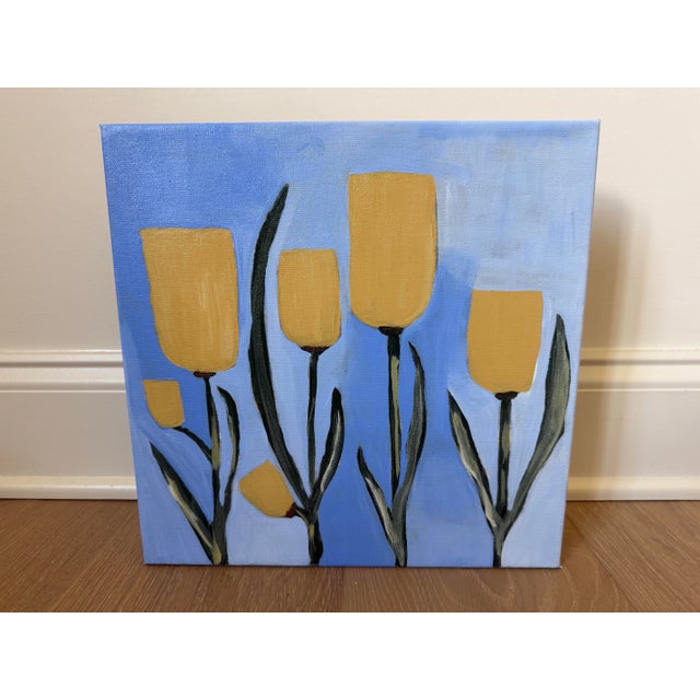 Abstract Rare, Modern Abstract Folk Art Triptych Acrylic Paintings on Canvas, “Spring Pop,”Signed, Dated For Sale - Image 3 of 10