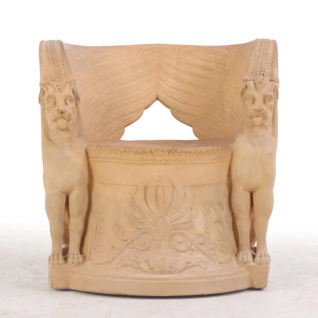 Modeled after the ancient Roman Chair of State, this garden seat back is formed from the wings of chimera with lion faces,...