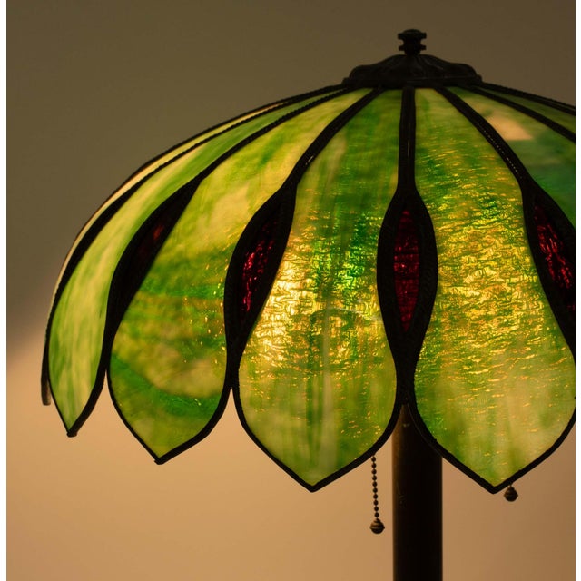 Tiffany Style Slag Glass Table Lamp For Sale - Image 10 of 10