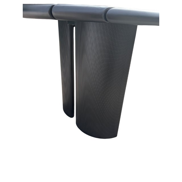 Restoration Hardware Striata Aluminum Rectangular Dining Table – 96” in Iron Finish For Sale - Image 10 of 12