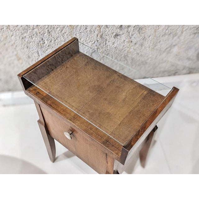 Metal Walnut Bedside Table by André Sornay For Sale - Image 7 of 14