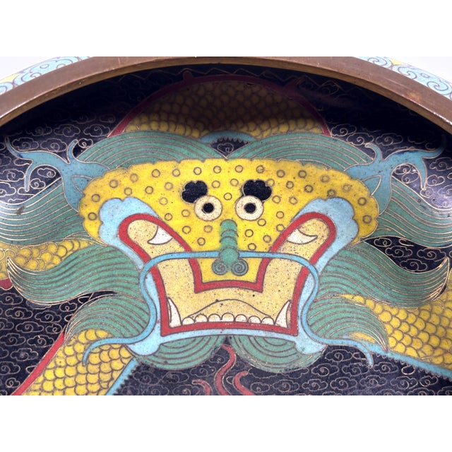 Antique Chinese Cloisonne Dragon Flaming Pearl Bowl for your consideration. The bowl measures approx. 8 inches in diameter...