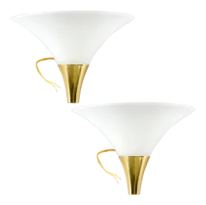 Hollywood Regency Style Trumpet Shaped White Glass and Brass Sconces - a Pair