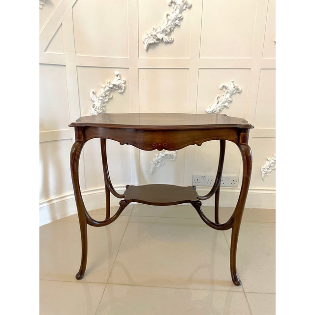 Victorian Mahogany Inlaid Shaped Centre Table, 1880s For Sale - Image 3 of 13