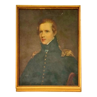 Old Vintage Print on Board of Major John Biddle Portrait by Artist Thomas Sully in 1818 For Sale