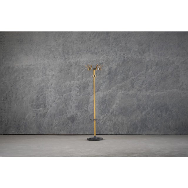 Vintage Brass & Metal Coat Stand from Jacques Adnet, France, 1950s For Sale - Image 6 of 6