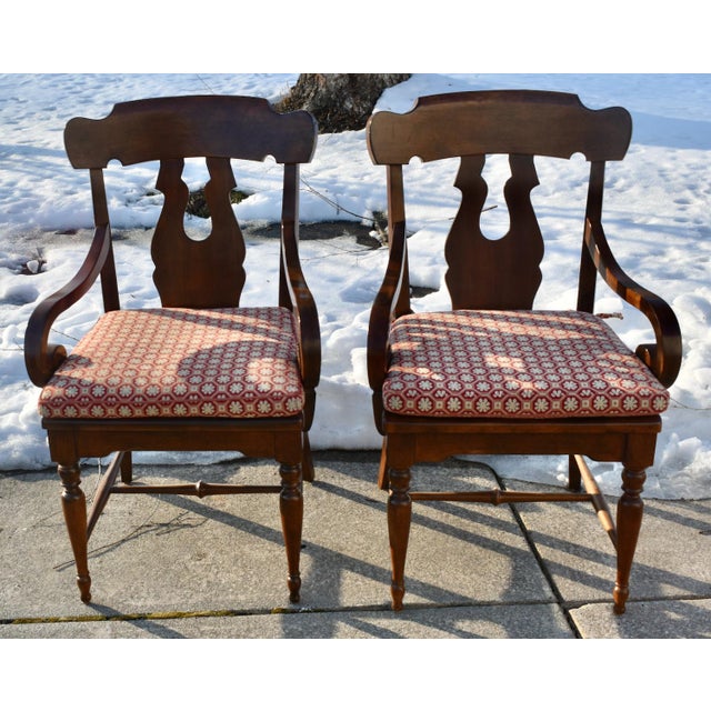 1980s Vintage Set of Six Bernhardt British Colonial Style Dining Chairs For Sale - Image 5 of 13