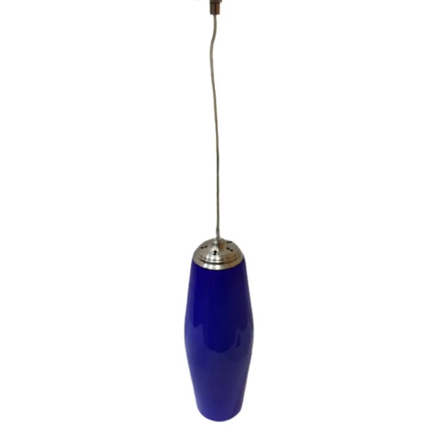 Blue Opaline Pendant Lamp, 1950s For Sale - Image 9 of 9