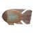 Large Rustic Carved Wood Fish Sculpture, Tan & Teal , Coastal Décor, 18" X 10” For Sale